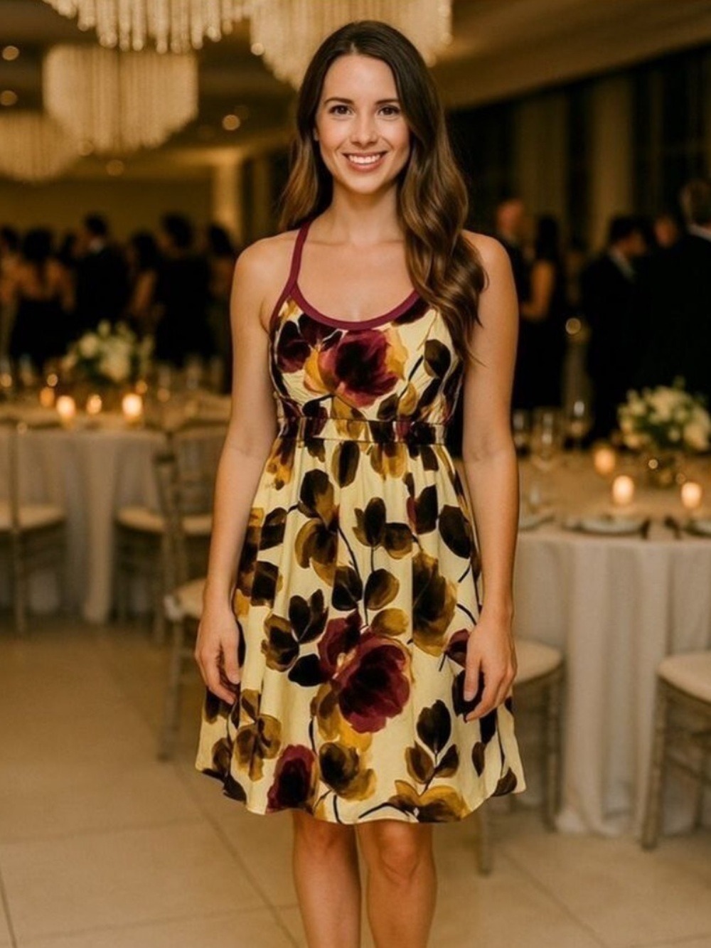 Moulinette Soeurs Gossamer Gardens 100% Silk Racerback Floral Autumn Dress Sz 0